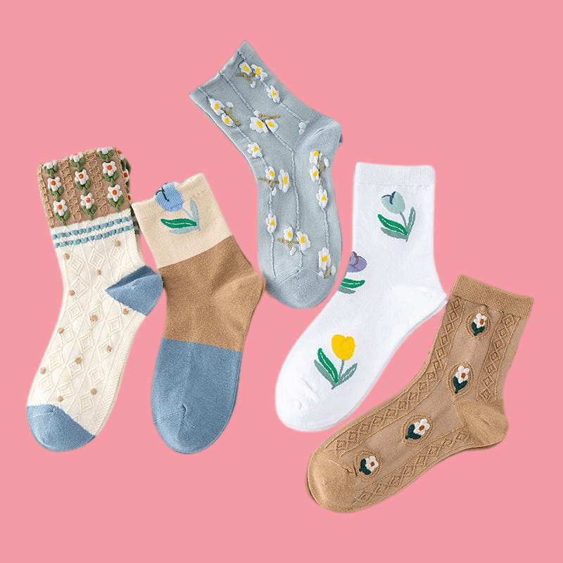 Witty Socks Socks 5 Pairs/ Set Witty Socks Floral Dreams Collection
