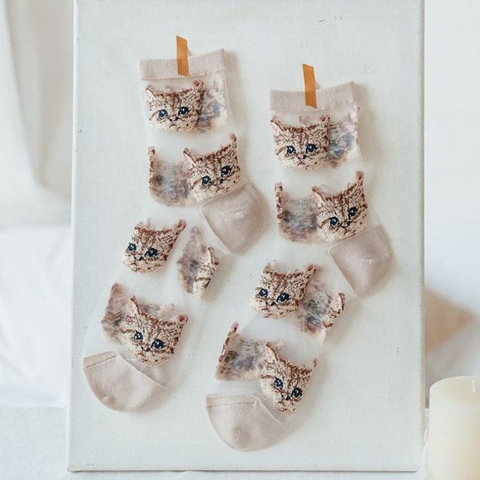 Witty Socks Beige / Pair / 1 Pair Witty Socks Kitty Cat Collection