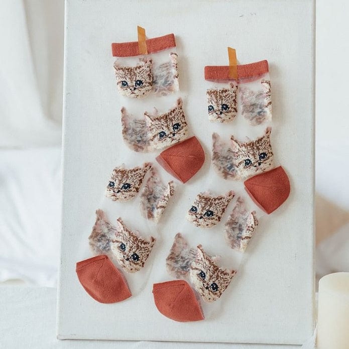 Witty Socks Maroon / Pair / 1 Pair Witty Socks Kitty Cat Collection