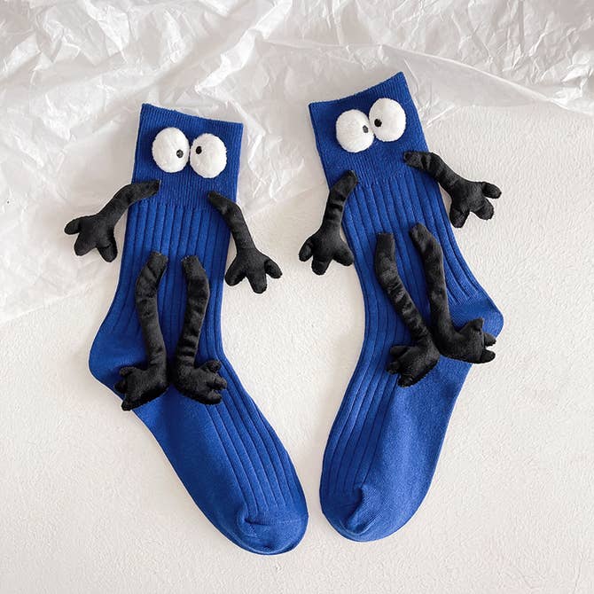 Witty Socks Socks Adults - One Size Fits All (US-Women: 5 - 9 / EU: 35-40) / Blue - Side Gaze / 1 Pair Handmade | Witty Socks Googly-Eyes Cozy Collection