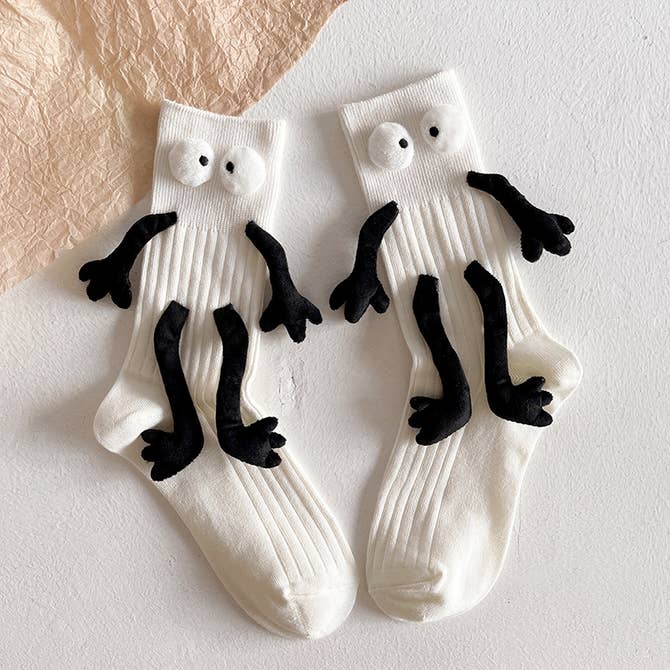 Witty Socks Socks Adults - One Size Fits All (US-Women: 5 - 9 / EU: 35-40) / White - Size Gaze / 1 Pair Handmade | Witty Socks Googly-Eyes Cozy Collection