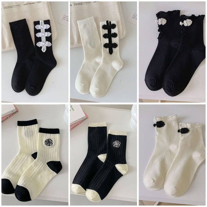 Witty Socks Socks Black and White Collection in Set / 6 Pairs Witty Socks Black and White Collection