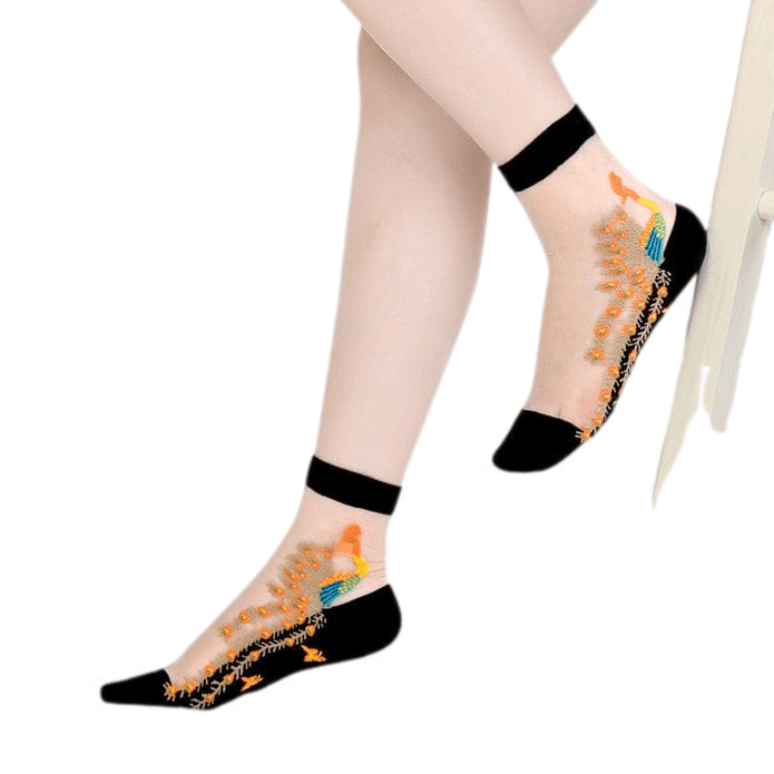 Witty Socks Socks Black and White Witty Socks Divine Beauty Peacock Collection