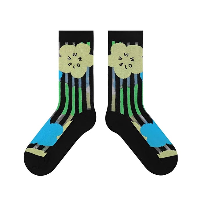 Witty Socks Socks Black Blomma / 1 Pair Witty Socks Spring Fling Collection