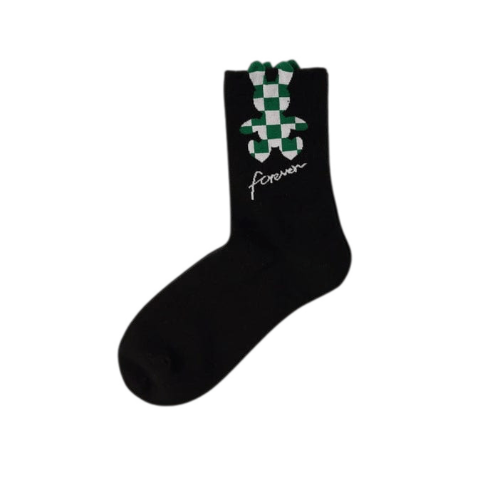 Witty Socks Socks Black Checkered Bunny Witty Socks Primrose Collection