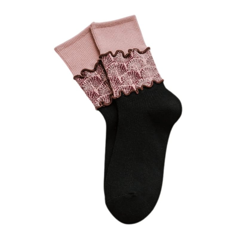 Witty Socks Socks Black Floral Stitch