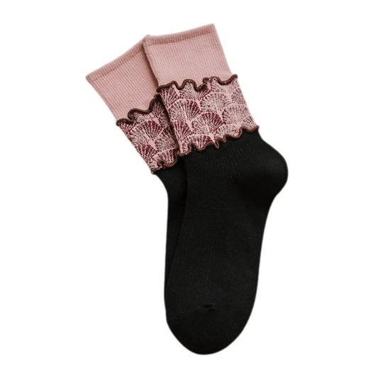 Witty Socks Socks Black Floral Stitch Black