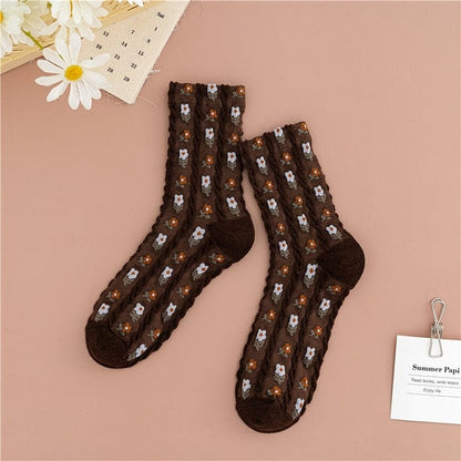Witty Socks Socks Brown / 1 Pair Witty Socks Flowery Collection