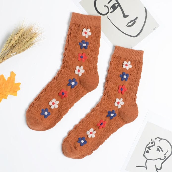 Witty Socks Socks Brown / 1 Pair Witty Socks Little Wildflowers Collection