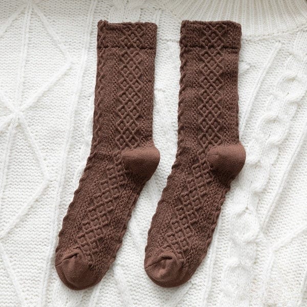 Witty Socks Socks Criss-Cross- Brown / 1 Pair Witty Socks Delightful Weaves Collection