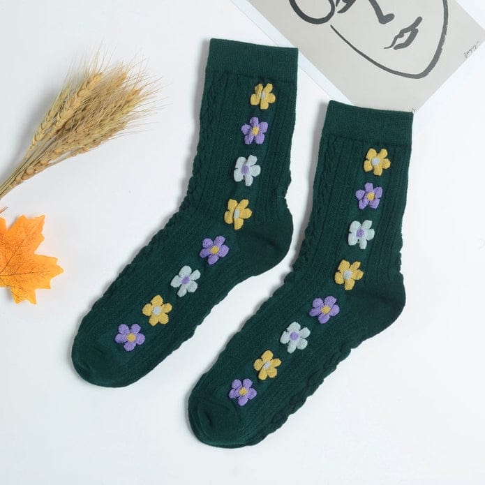 Witty Socks Socks Dark Green / 1 Pair Witty Socks Little Wildflowers Collection