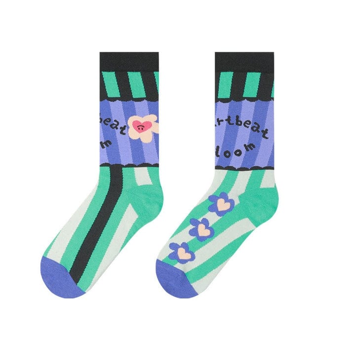 Witty Socks Socks Elegant Noir Blooms and Smiles Socks / 1 Pair Witty Socks Floral Heartbeat Collection