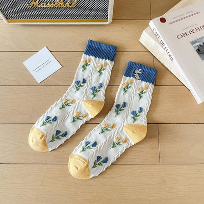 Witty Socks Socks Embroidered rabbits / 1 Pair Witty Socks Bunny Bouquet Collection