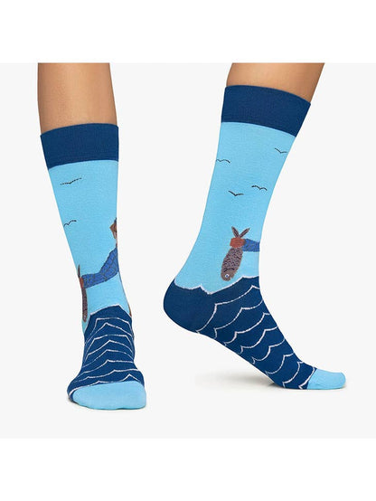 Witty Socks Socks Fishing Fido Adventure / 1 Pair Unisex | Witty Socks Canine Couture Collection