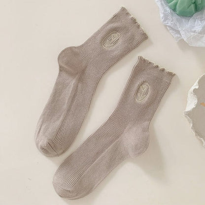 Witty Socks Socks Flower in a Frame- Pale mauve / 1 Pair Witty Socks Hem Ruffle Collection