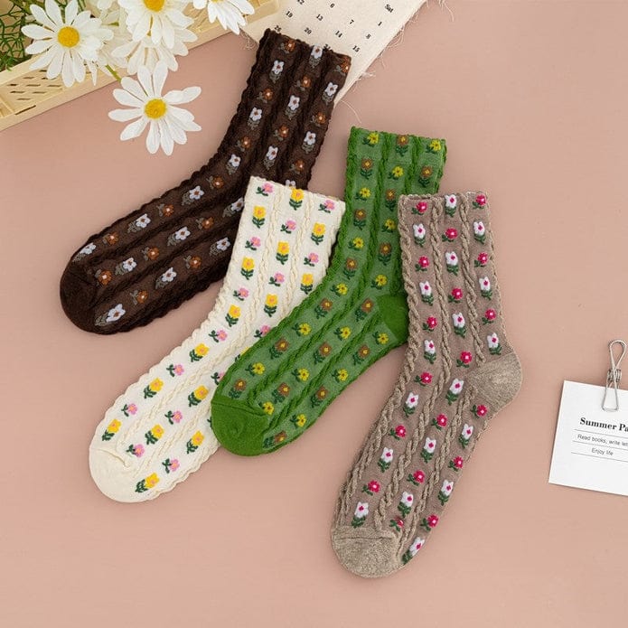 Witty Socks Socks Flowery Collection in Set / 4 Pairs Witty Socks Flowery Collection