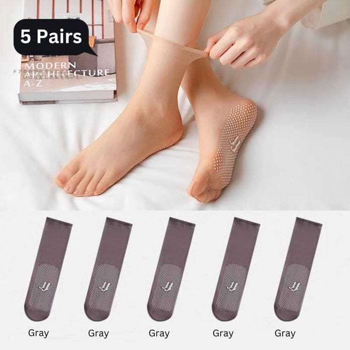Witty Socks Socks Gray / 5 Pairs Witty Socks Sheer Elegance Anti-Skid Collection - 5 Pairs/ Set