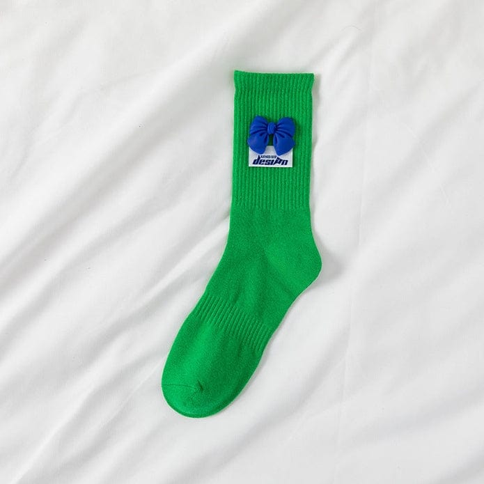 Witty Socks Socks Green - Blue Bow / 1 Pair Witty Socks Pawsitively Pretty Collection