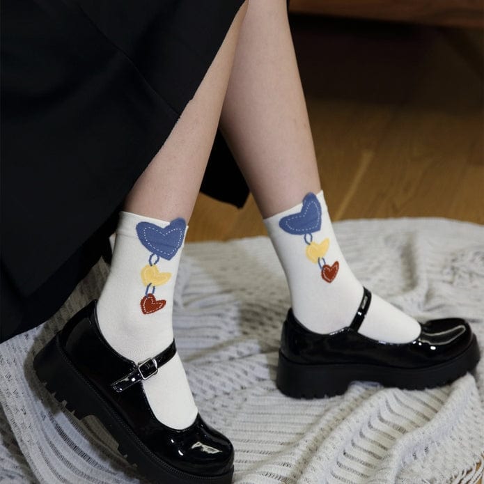 Witty Socks Socks Heart-to-heart / 1 Pair Witty Socks Checkered Bunny & Primrose Collection