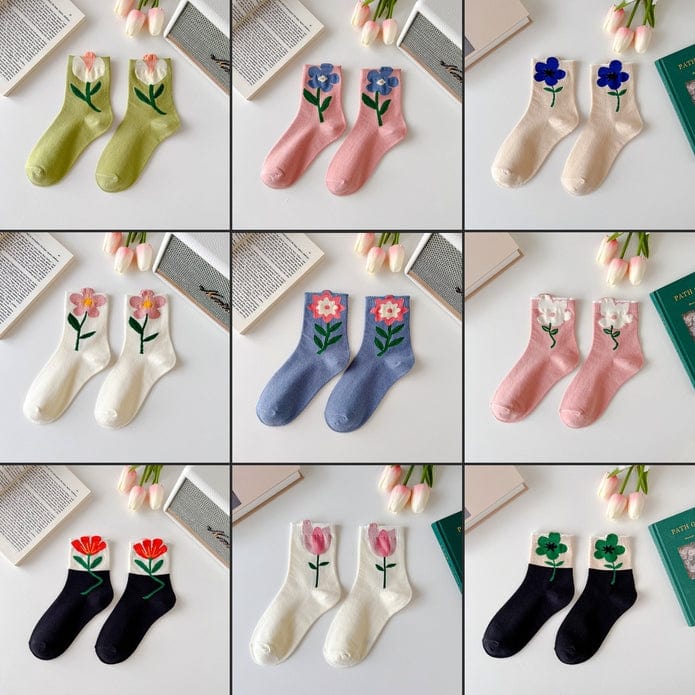 Witty Socks Socks Immortal Flower Collection in Set / 9 Pairs Witty Socks Immortal Flower Collection