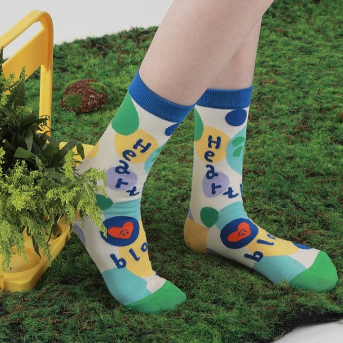 Witty Socks Socks Joyful Heartfelt Smiles Socks / 1 Pair Witty Socks Floral Heartbeat Collection