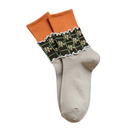 Witty Socks Socks Khaki Floral Stitch Khaki