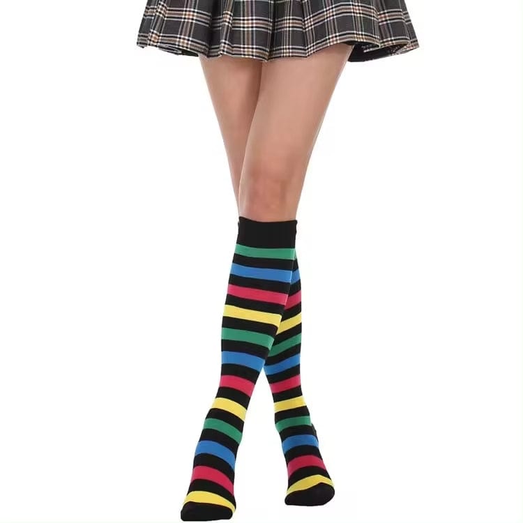 Witty Socks Socks Knee High Rainbow Black Knee High Rainbow Black