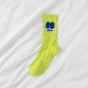 Witty Socks Socks Lime - Blue Bow / 1 Pair Witty Socks Pawsitively Pretty Collection