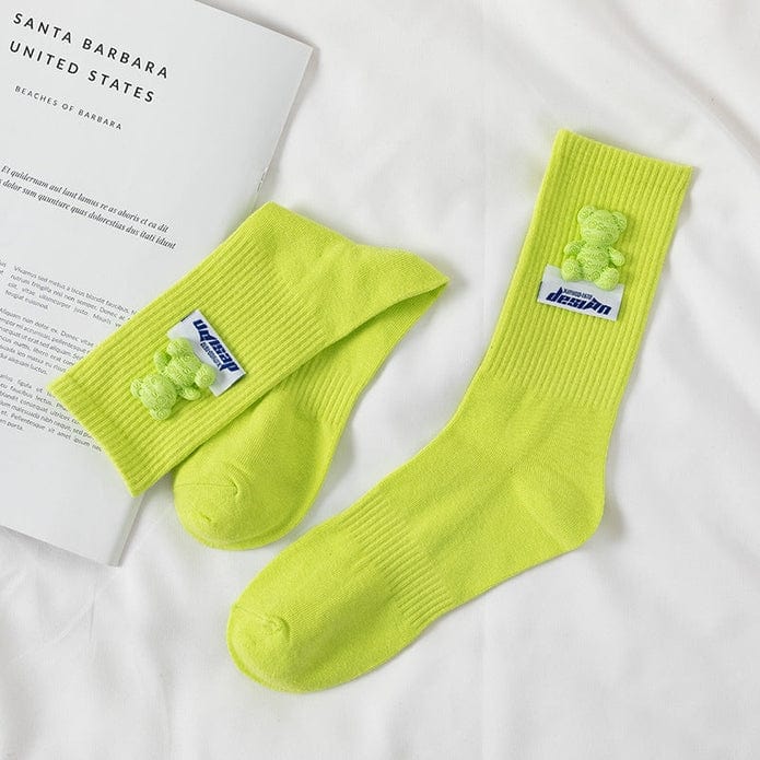 Witty Socks Socks Lime - Lime Bear / 1 Pair Witty Socks Pawsitively Pretty Collection