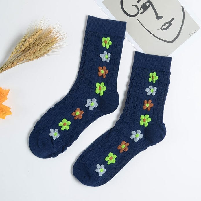Witty Socks Socks Navy Blue / 1 Pair Witty Socks Little Wildflowers Collection