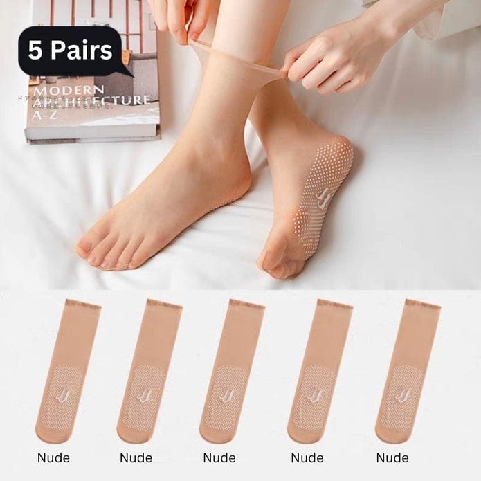 Witty Socks Socks Nude / 5 Pairs Witty Socks Sheer Elegance Anti-Skid Collection - 5 Pairs/ Set