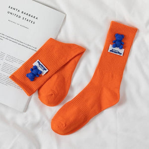 Witty Socks Socks Orange - Blue Bear / 1 Pair Witty Socks Pawsitively Pretty Collection
