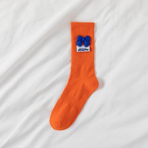 Witty Socks Socks Orange - Blue Bow / 1 Pair Witty Socks Pawsitively Pretty Collection