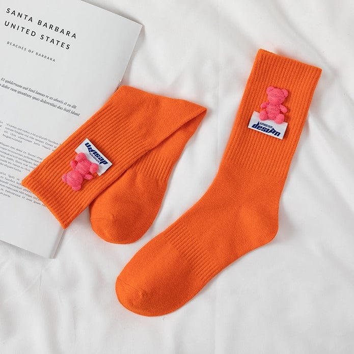 Witty Socks Socks Orange - Orange Bear / 1 Pair Witty Socks Pawsitively Pretty Collection