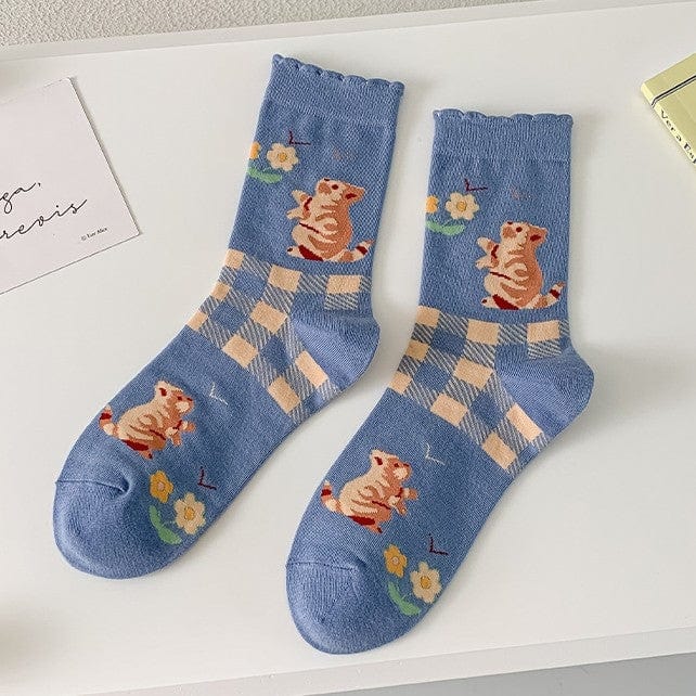 Witty Socks Socks Playful Squirrel(Blue) / 1 Pair Witty Socks Playful Squirrel Collection