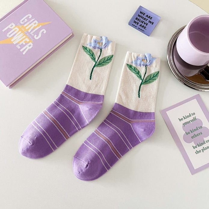 Witty Socks Socks Plum Pansy Paradise / 1 Pair Witty Socks Violet Garden Fantasy Collection