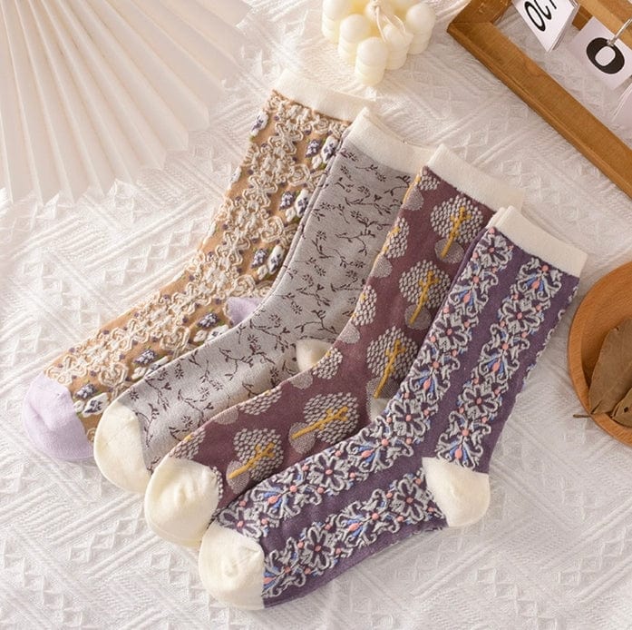 Witty Socks Socks Pretty Little Blossoms Set / 4 Pairs Witty Socks Modish Comfort Collection