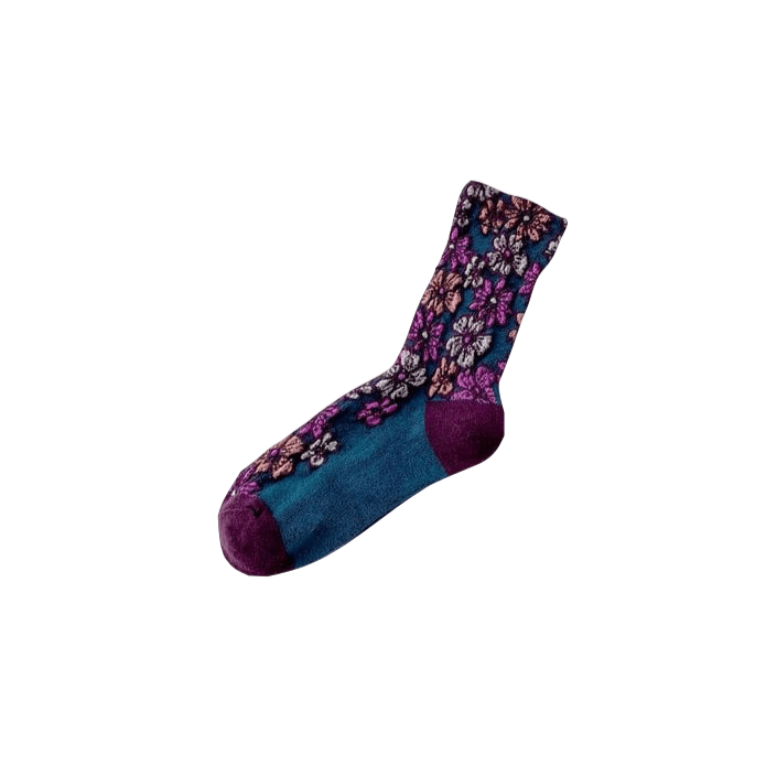 Witty Socks Socks Purple Witty Socks Retro Flower Blossom Collection