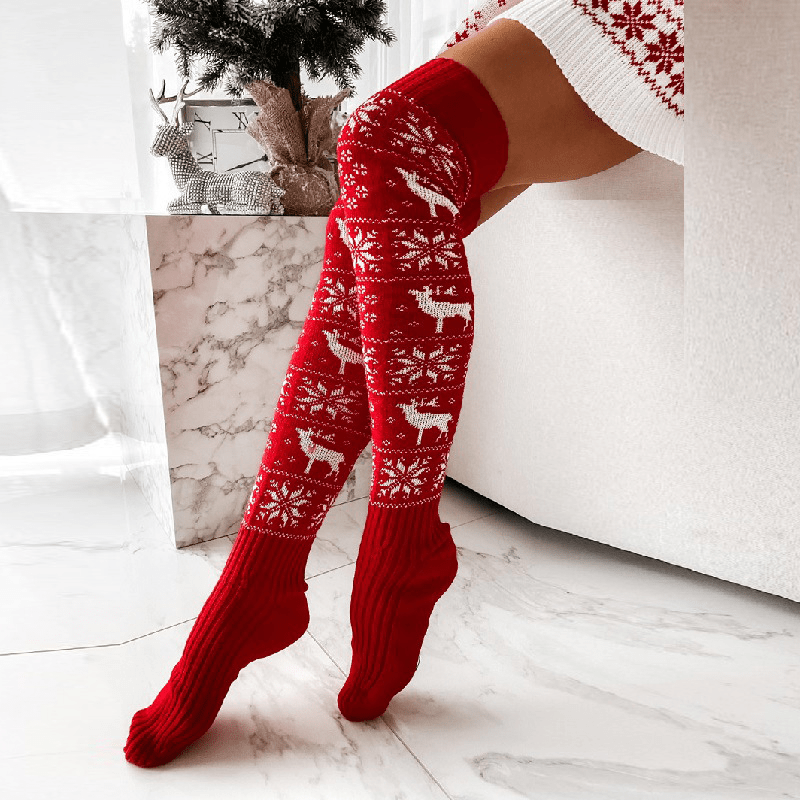 Witty Socks Socks Red / 1 Pair Witty Socks CozySnow Bliss Thigh-Highs