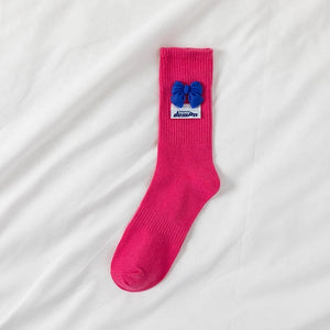 Witty Socks Socks Rose Red - Blue Bow / 1 Pair Witty Socks Pawsitively Pretty Collection