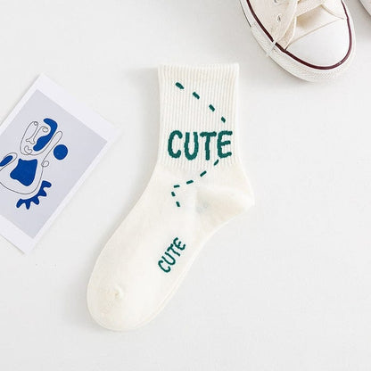 Witty Socks Socks Simply Adorable - White / 1 Pair Witty Socks Teal and White Collection