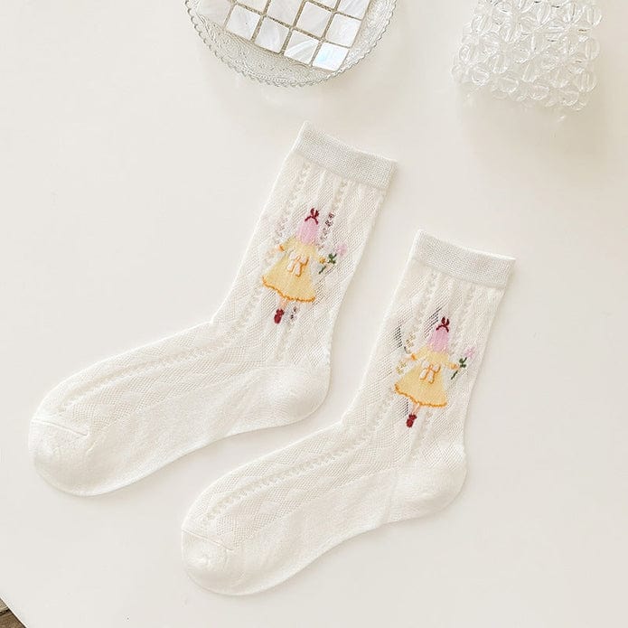 Witty Socks Socks Skipping with a Flower / 1 Pair Witty Socks Dolled Up Collection