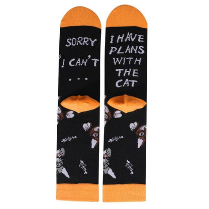 Witty Socks Socks SORRY I CAN'T...I HAVE PLANS WITH THE CAT / 1 Pair Witty Socks Pussycat Collection