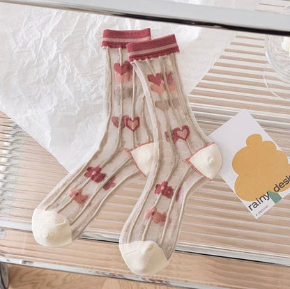 Witty Socks Socks Striped Love Affair / 1 Pair Witty Socks Romantic Blooms Collection