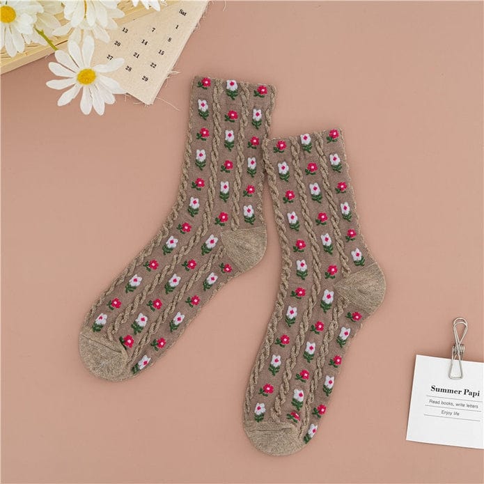 Witty Socks Socks Tan / 1 Pair Witty Socks Flowery Collection