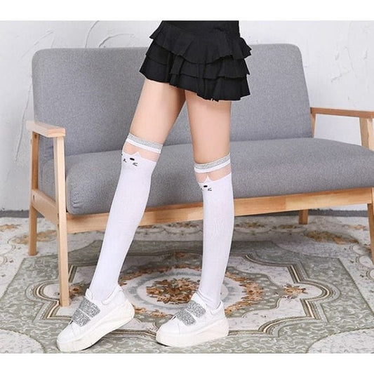 Witty Socks Socks Thigh High Cat White Thigh High Cat White