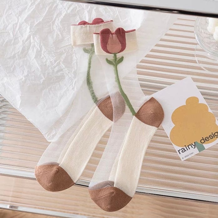 Witty Socks Socks Tulip Romance / 1 Pair Witty Socks Romantic Blooms Collection