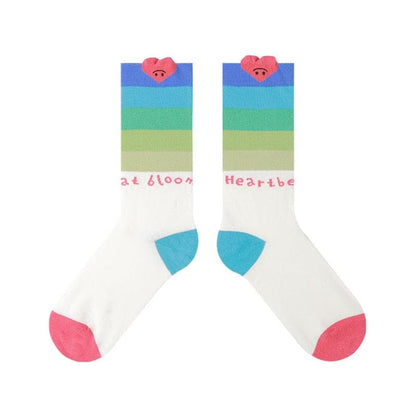 Witty Socks Socks Whimsical Smiley Hearts Socks / 1 Pair Witty Socks Floral Heartbeat Collection