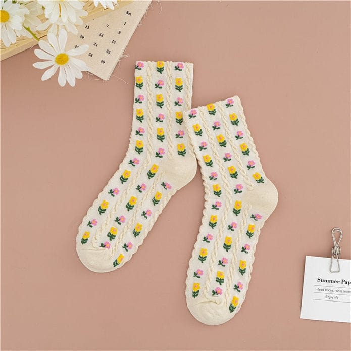 Witty Socks Socks White / 1 Pair Witty Socks Flowery Collection
