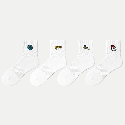 Witty Socks Socks White / 4 Pairs Unisex | Witty Socks Funky Snow Bee Collection | 4 Pairs